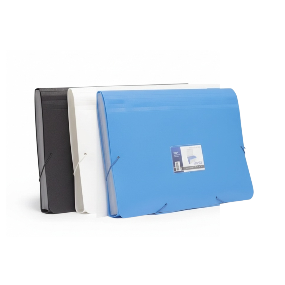 Bantex แฟ้มเก็บเอกสาร A4 3 สี ดำ ขาว ฟ้า 12 ช่อง เก็บสะดวก แข็งแรง ใช้ได้ยาวนาน File Folder