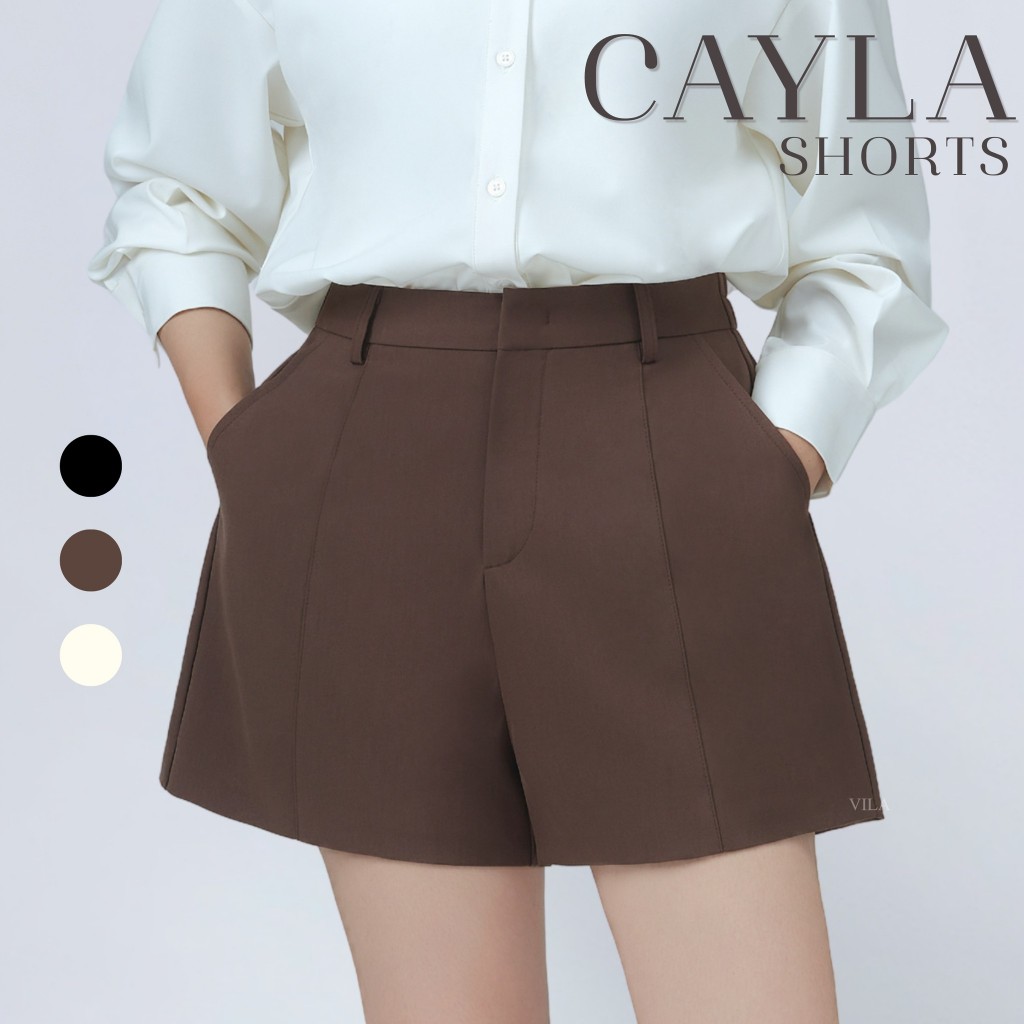 กางเกงขาสั้นเอวสม็อค VILA CAYLA Vi17 สุภาพ ใส่สบาย พรางหุ่น