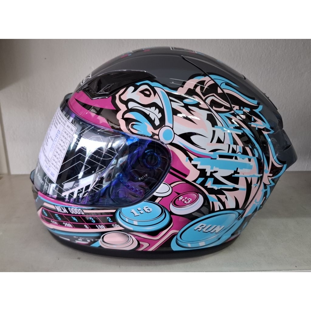 หมวกกันน็อค Link Lycan ลาย ม้าพยศ Blue Pink