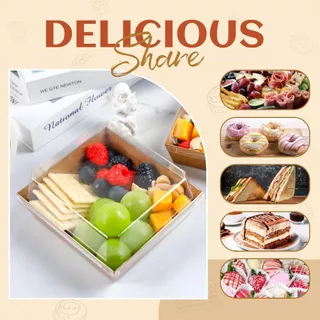 🍰กล่องแซนวิช กล่องเค้กพลาสติก（แพค50ใบ）ฝา พลาสติก PET กล่องขนม กล่องแซนวิช กล่องเค้กฝาใส