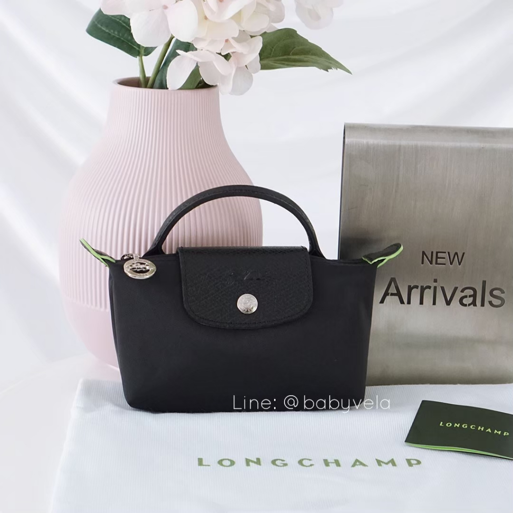 💥Longchamp💥 Le Pliage Pouch with Handle (Black) ของแท้💯 (ไม่มีสาย)