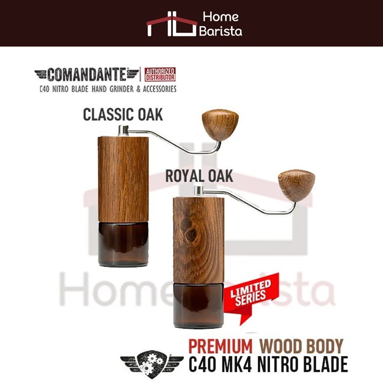 Home Barista Comandante C40 (PREMIUM WOOD – Vintage Oak) เฟืองบด Nitro Blade Hand Grinder MK4