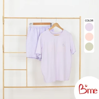 B'me ชุดเซ็ตรูปแบบเสื้อแขนสั้นคอกลม พร้อมกางเกงขาสั้น รุ่น ME8823 มี 3 สี สีม่วง สีเขียว สีโอลด์โรส M.3