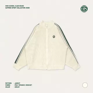 Highschool Summer Collection : Clubhouse Stripe Crochet Track Jacket - เสื้อคลุมโครเชต์ - OTB21014