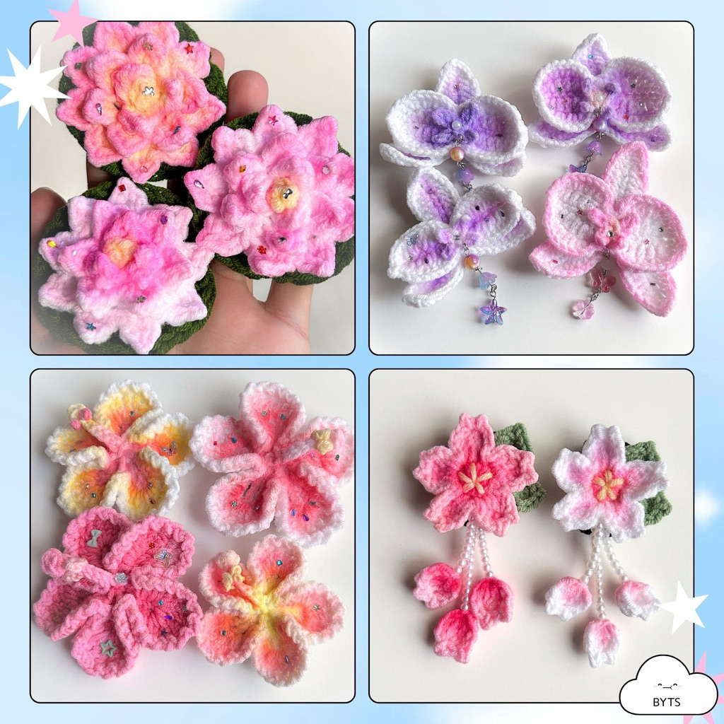 BYTS | 🌸 สายรัดเข็มขัดไหมพรมดอกไม้