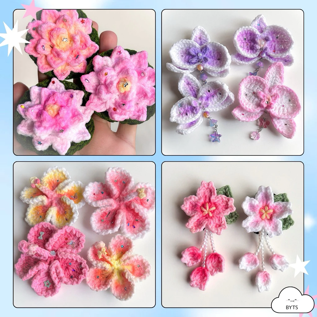 BYTS | 🌸🪷🌺 สายรัดเข็มขัดไหมพรมดอกไม้ crochet flowers (มีแบบพร้อมส่ง/พรี)