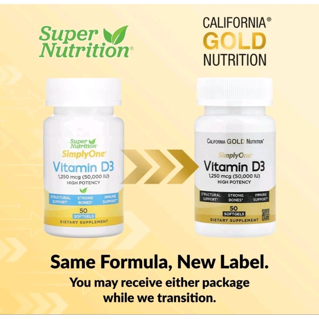 California Gold Nutrition® SimplyOne® วิตามิน D3 ขนาด 1250มคก (50000IU) 50 cap