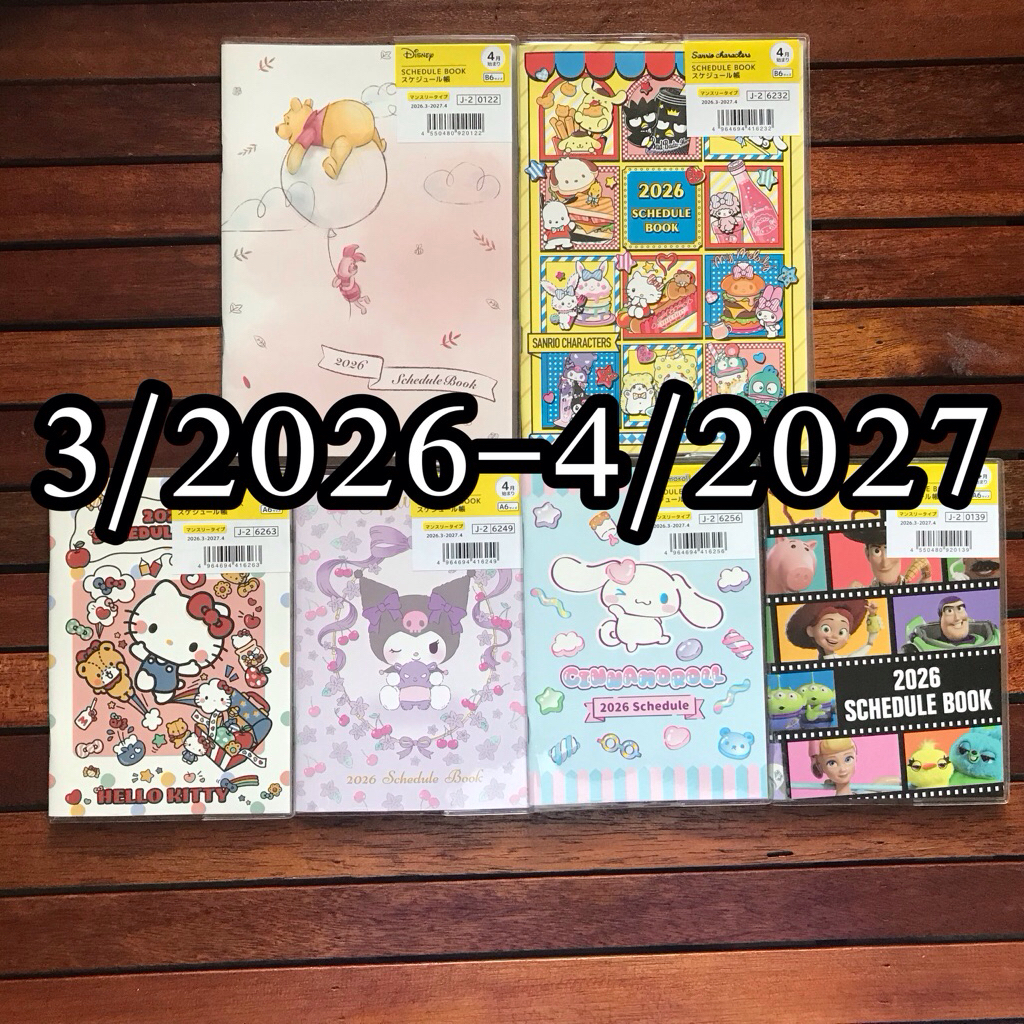 sanrio planner 2026 schedule book Disney จากญี่ปุ่น 10/2025-12/2026 สมุดแพลนเนอร์ Daiso Calender ปฏิ