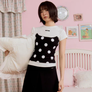 Bemingtop1128(S-XL)-Dolly Dot Top – สายเดี่ยวลายจุดคลาสสิก เพิ่มความขี้เล่นให้ทุกวันดูพิเศษ
