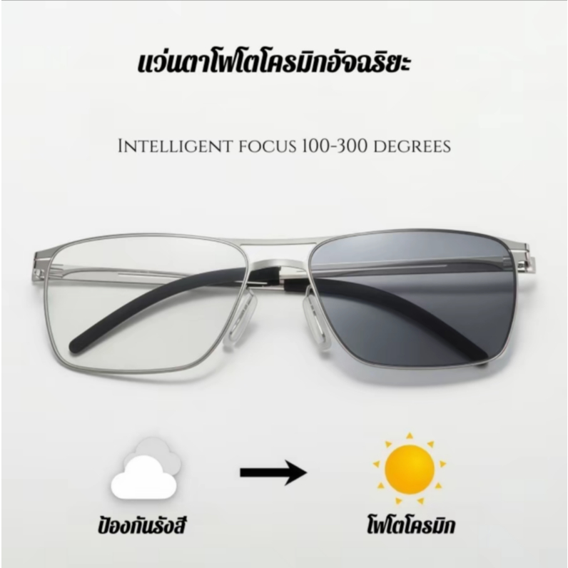 แว่นอ่านหนังสือคุณภาพสูง ผลิตจากเหล็กโฟโตโครมิก สามารถปรับเลนส์สายตาได้ เหมาะสำหรับทั้งชายและหญิง ราคาถูก Shopee Lazada