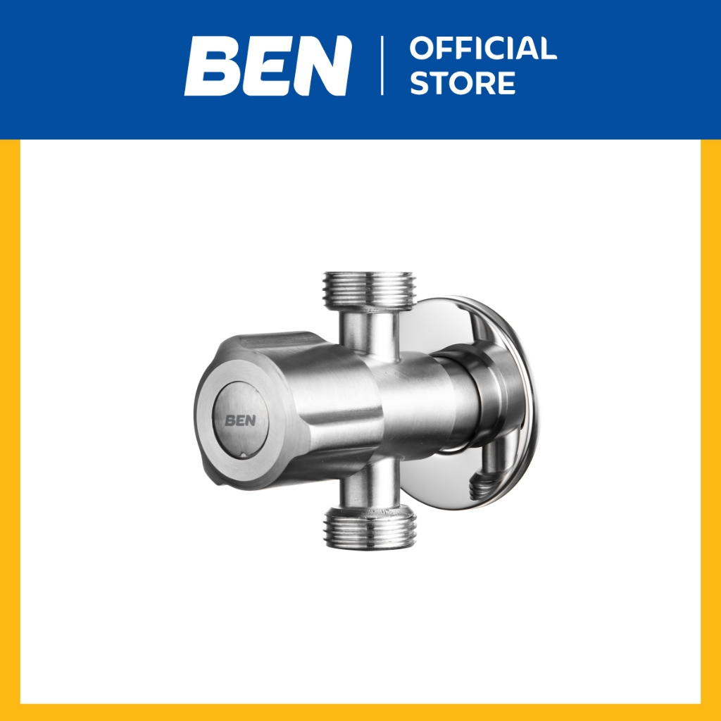 BEN C322-SN-8899 สต็อปวาล์วใช้กับหัวฉีดชำระ ชักโครก อ่างล้างหน้า วัสดุสแตนเลส 304 รับประกันไส้วาล์วน้ำไม่รั่วซึม 10 ปี