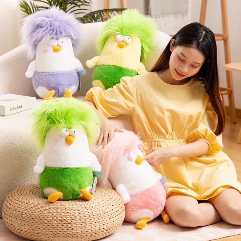ตุ๊กตา ตุ๊กตาไก่การ์ตูนน่ารัก 45cm ทรงผมสามารถ DIY ของเล่นเด็ก ของขวัญวันเด็ก ของขวัญวันเกิด