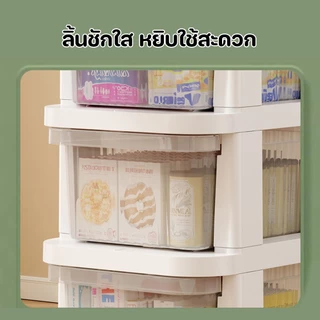 ชั้นวางของ รถเข็นพลาสติก ชั้นวางของมีล้อ ประหยัดพื้นที่ 2/3/4/5ชั้น อุปกรณ์จัดเก็บครัว พร้อมที่จับ​ ลิ้นชักขนาดใหญ่