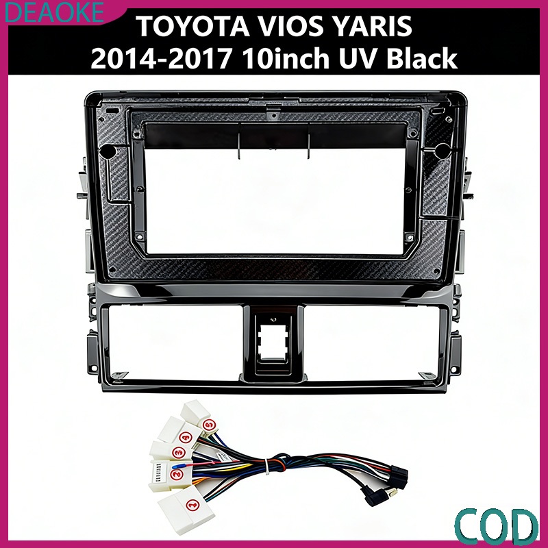 หน้ากากจอ Android 10" ปลั๊ก 16pin ตรงรุ่น Toyota Vios 2013-2017 และ Yaris 2013-2017 ครบชุด