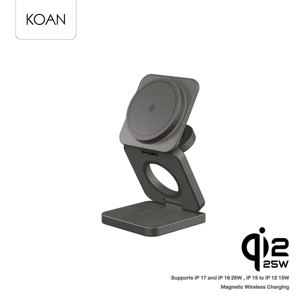 แท่นชาร์จไร้สาย ADAM elements Mag 3 Ultra Qi2.2 3-in-1 Foldable Travel Charging Station รองรับการชาร