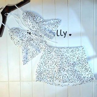 💕ShopBypuy💕ชุดเซ็ตวิ้งๆเกร็ดกลิตเตอร์สุดเซ็กซี่เสื้อแหวกหน้า+กระโปรง