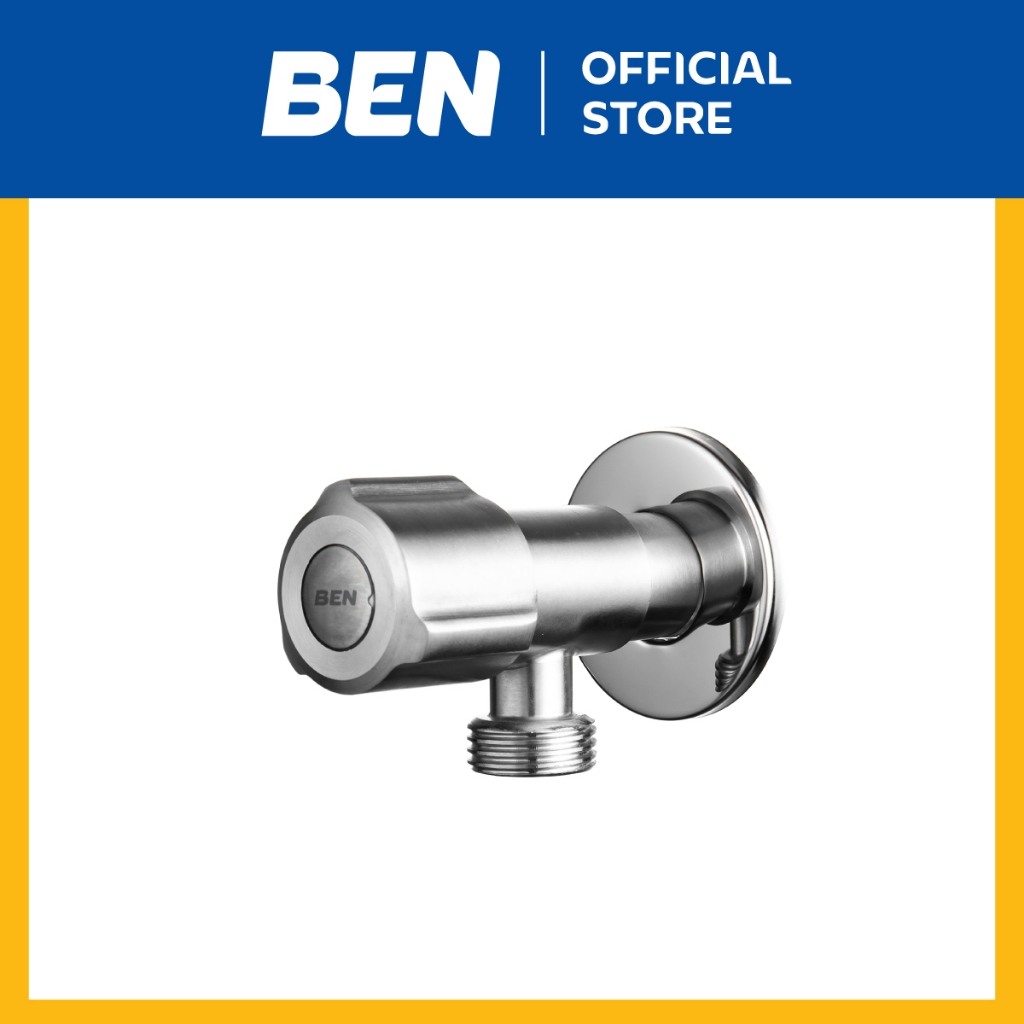BEN C321-SN-4455 สต็อปวาล์วใช้กับหัวฉีดชำระ ชักโครก อ่างล้างหน้า วัสดุสแตนเลส 304 รับประกันไส้วาล์วน้ำไม่รั่วซึม 10 ปี