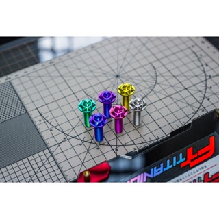 น็อตไทเทเนียม M8x20 / M8x25  ลายดาวเจาะ ( ไม่มีบ่า )