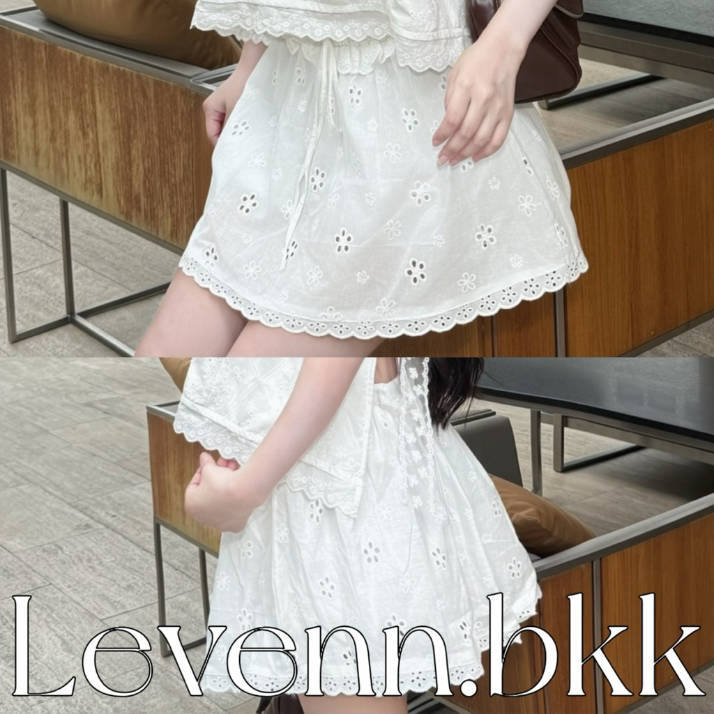 Levenn.bkk • Dahlia Skirt กระโปรงผ้าปักฉลุ ดีเทลแต่งลูกไม้ น่ารัก แมทง่าย (มีซับ)