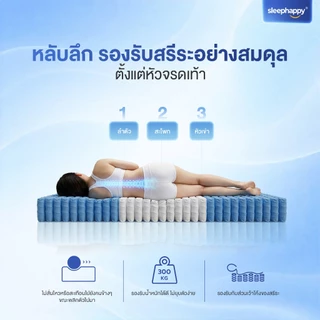SleepHappy ที่นอนยางพาราและพ็อกเก็ตสปริง สัมผัสเย็น รุ่น Atlantis V2 Lite หนา 8 นิ้ว ให้สัมผัสแน่นนุ่ม หลับสบาย