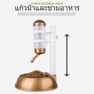 ที่ให้น้ำอัตโนมัติ สุนัข หมา แมว แบบตั้งได้ ที่ให้น้ำสัตว์เลี้ยง กระบอกน้ำตั้งได้ พกพาได้ ขวดปรับระดับความสูงได้