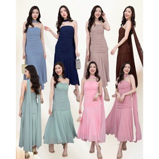 ชุดออกงาน ชุดเพื่อนเจ้าสาว koolykool เกาะอกอัดพลีทกระโปรงระบ…