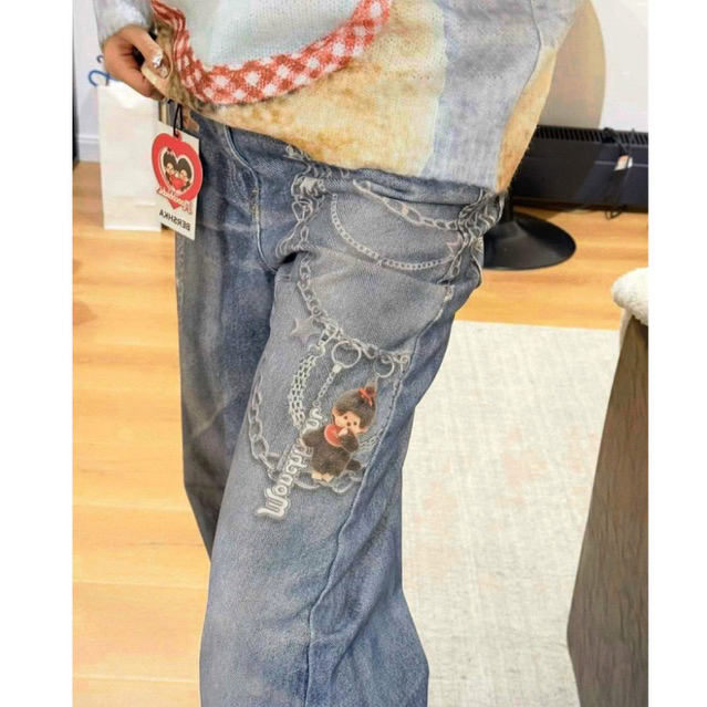กางเกงทรง Baggy jeans/ Bershka x Monchhichi (ลาย Limited)ของแท้100%