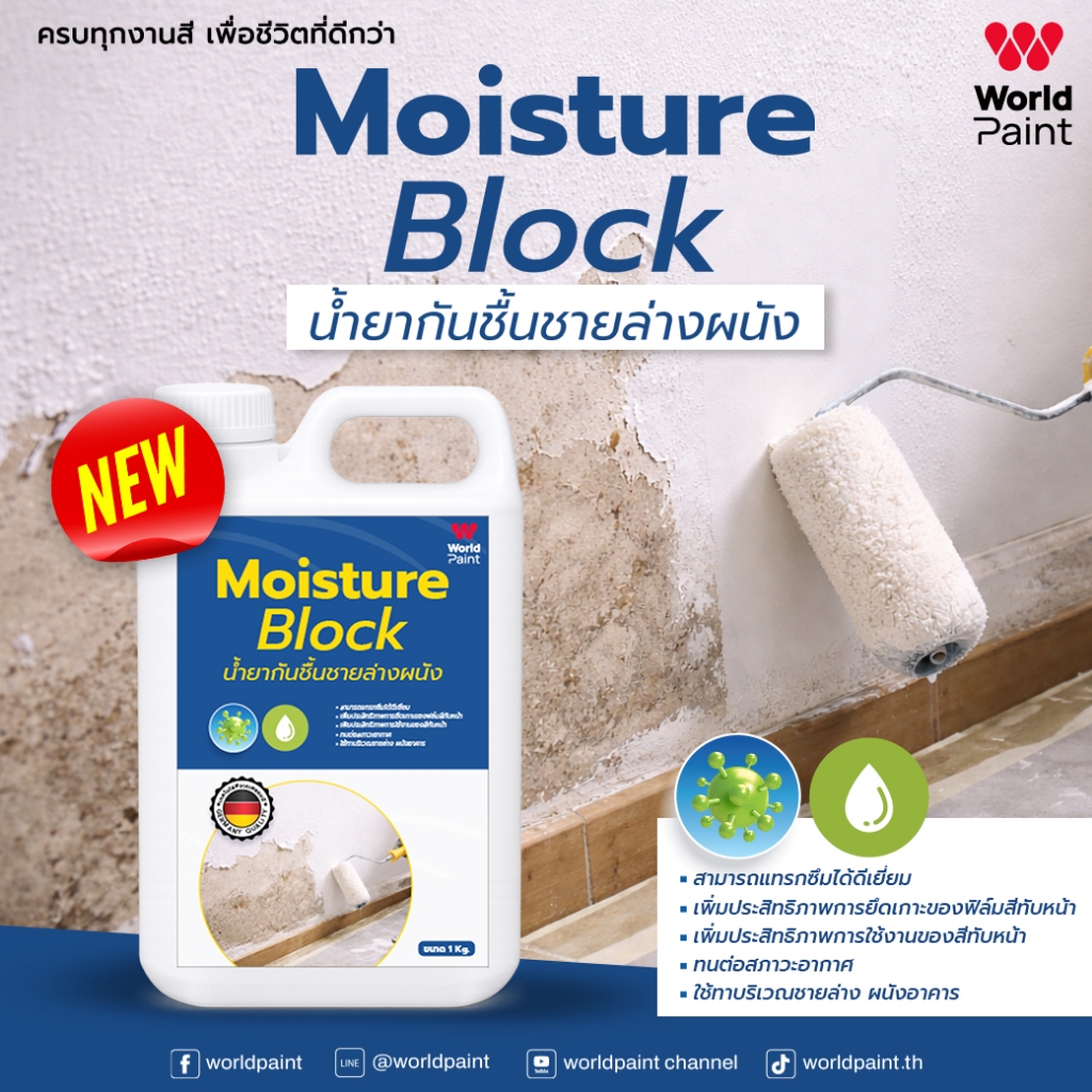 น้ำยากันชื้นชายล่างผนัง Moisture Block ขนาด 1 กก. ทาก่อนลงสี