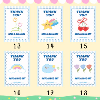 🔥สติกเกอร์กันน้ำ 100%💦 ชุด ขอบคุณ Thank You ลายน่ารัก ขนาด 4.5x4.8 cm ได้ 66 ดวง