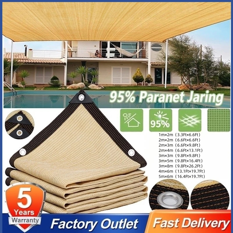 เชือกฟรี☘️ผ้ากันแดด ใช้วัสดุHDPE บังแดดได้95% ตาข่ายบังแดด ทนทาน ระบายอากาศดี ผ้าใบกันแดดฝน ยาว2/3/4/5/6เมตร ผ้าใบบังแดด
