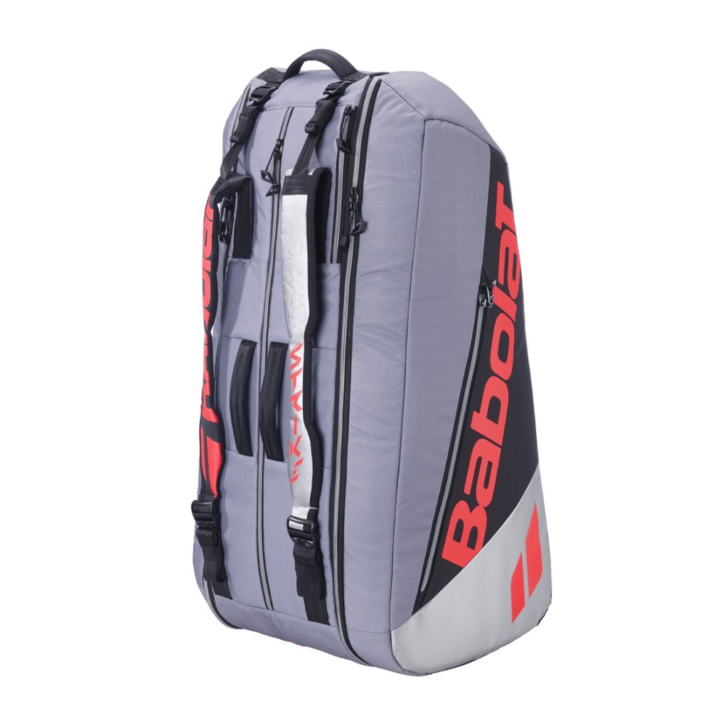 Babolat กระเป๋าเทนนิส RH9 Pure Strike Carbon Grey 2026 Tennis Bag | Grey/Neon Red ( 751248 )