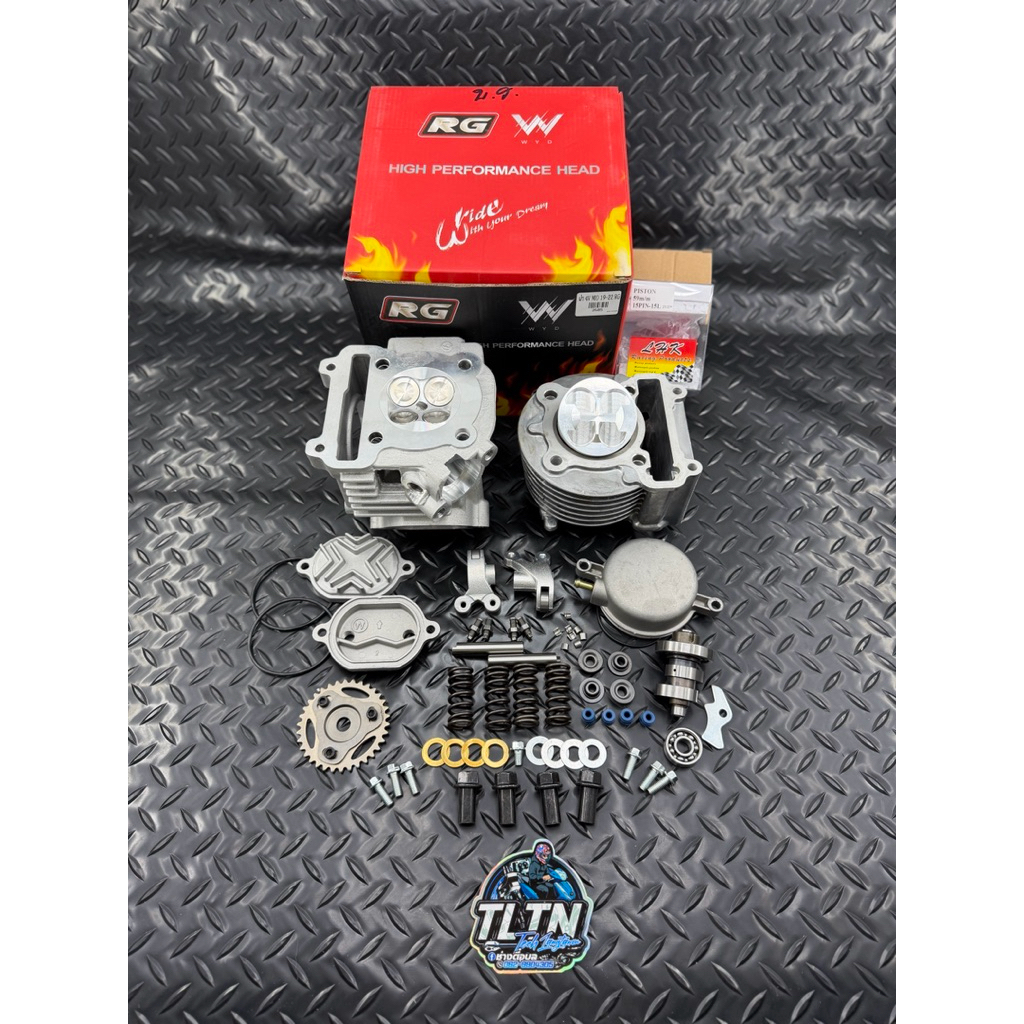 ชุด57 / 59 4V mio fino ตัวเก่า พร้อมเซ็ตหลังวาล์ว จิกเบ้าฝา ปาดหัวหลบวาล์ว ลูกLHKสลัก15ใส่แคร้งเดิมไ