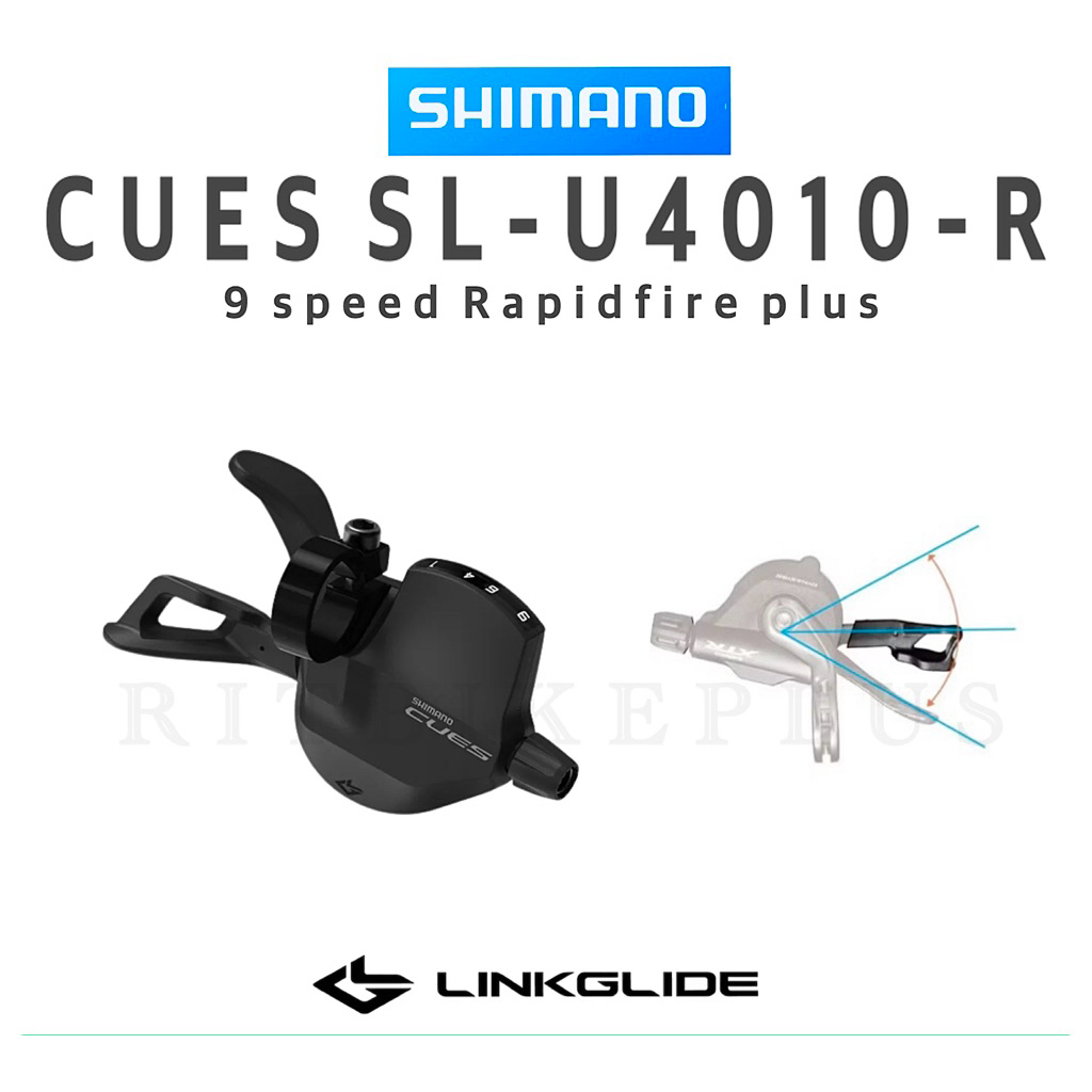 มือเกียร์จักรยาน SHIMANO รุ่น CUES SL-U4010-R, ข้างขวา, 9-Speed พร้อมสายเกียร์และปลอกสาย สินค้าบริษัท