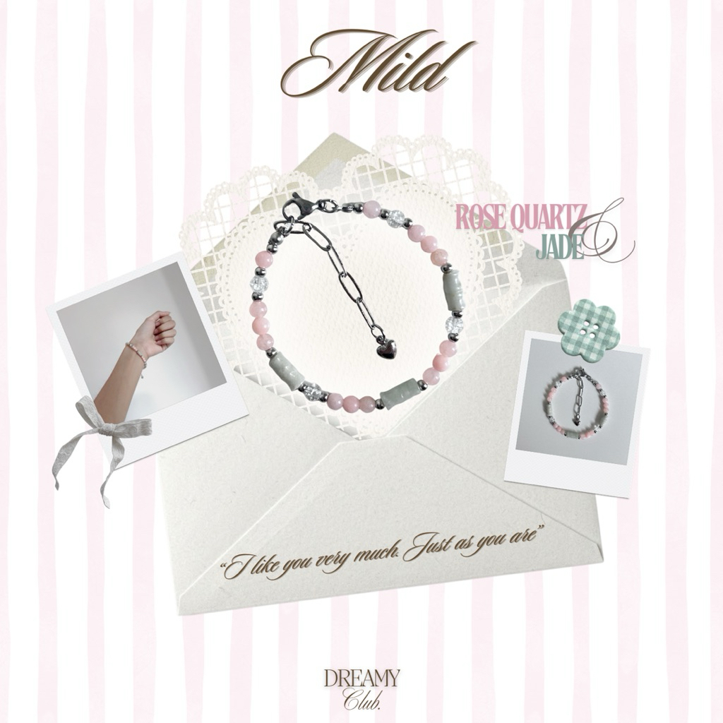 Mild | กำไลหิน Rose Quartz & หยก 🤍
