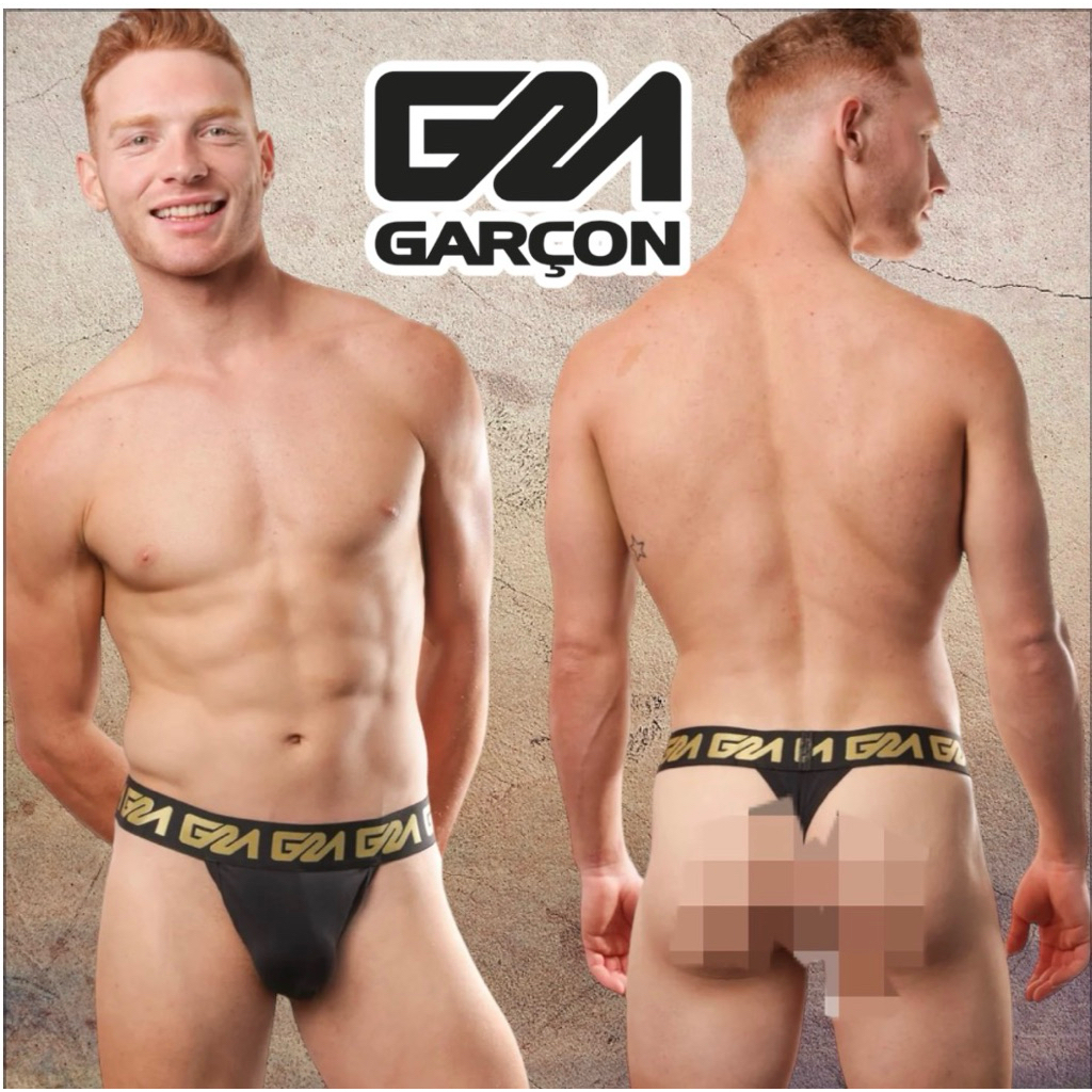 กางเกงในชาย Garçon Model Thong สีดำขอบทอง size S-XL