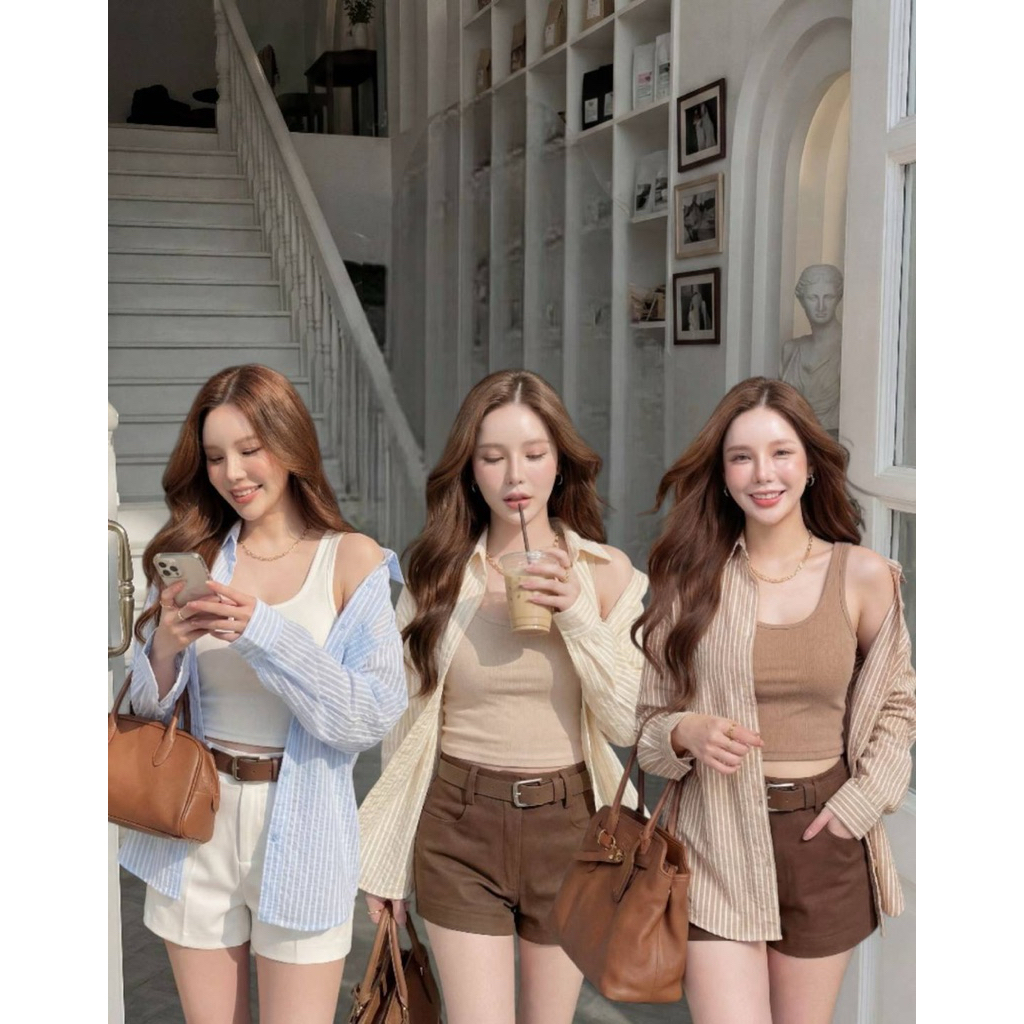 #Cotton Candy 🍭 เสื้อเชิ้ต + เสื้อตัวใน  New Bonbon korea set shirt