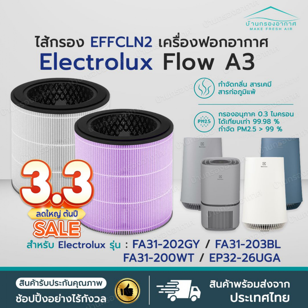 [พร้อมส่ง] ไส้กรองอากาศ Electrolux Flow A3 รุ่น FA31-202GY, FA31-203BL, FA31-200WT, EP32-26UGA Elect