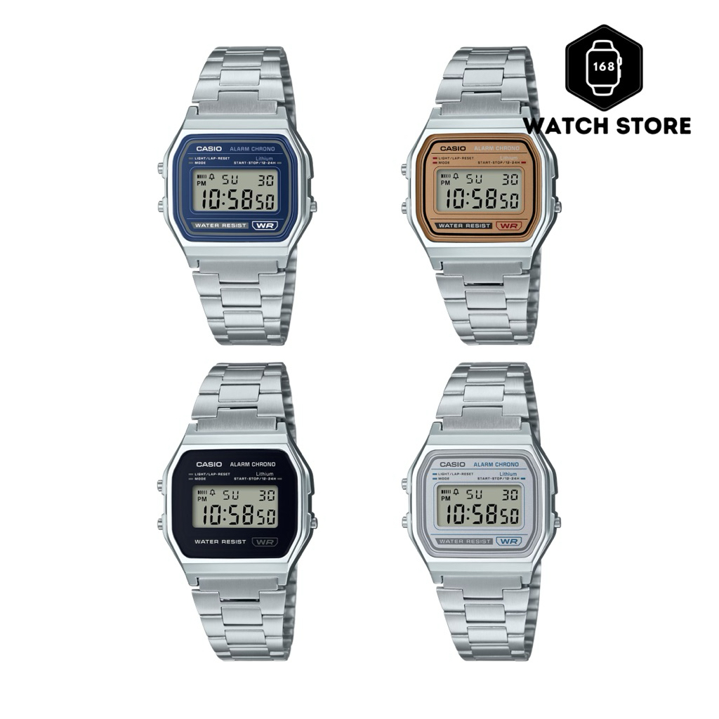 CASIO นาฬิกาข้อมือ รุ่น A158WEA-2 A158WEA-7 A158WEA-1 A158WEA-9 ของแท้ ประกันศูนย์ 1 ปี