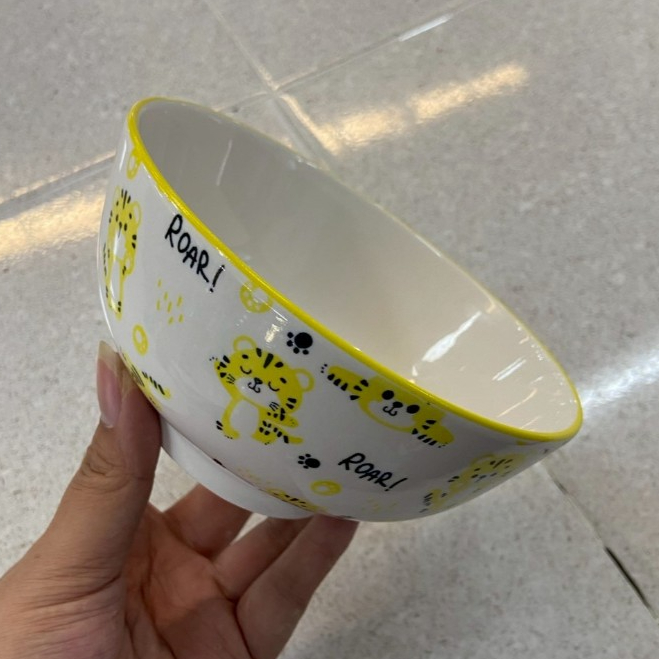 ถ้วยเซรามิก 6 นิ้ว ชามแกง ถ้วยลายเสือ ทำจากเซรามิกเนื้อดี เข้าไมโครเวฟได้