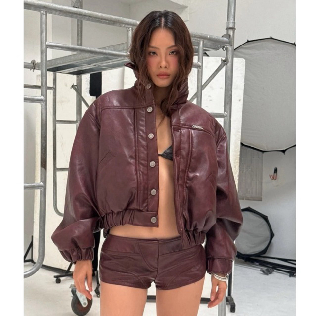 Pre-order (14-20days) แบรนด์เวียดนาม 🇻🇳 TSUN | Lexon Red Leather Jacket & Short