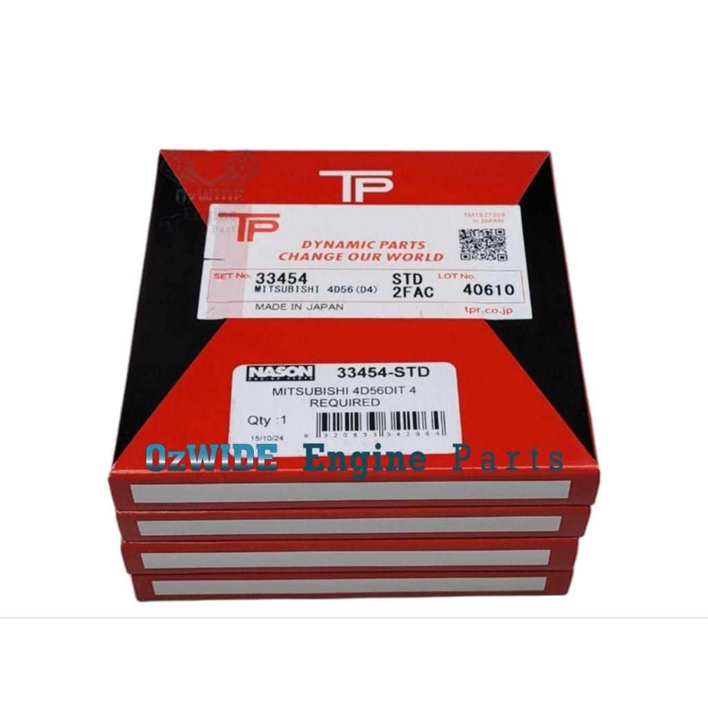 แหวนลูกสูบ Mitsubishi pajero Mitsubishi triton เครื่อง4d56U คอมมอนเรล size STD Made in Japan