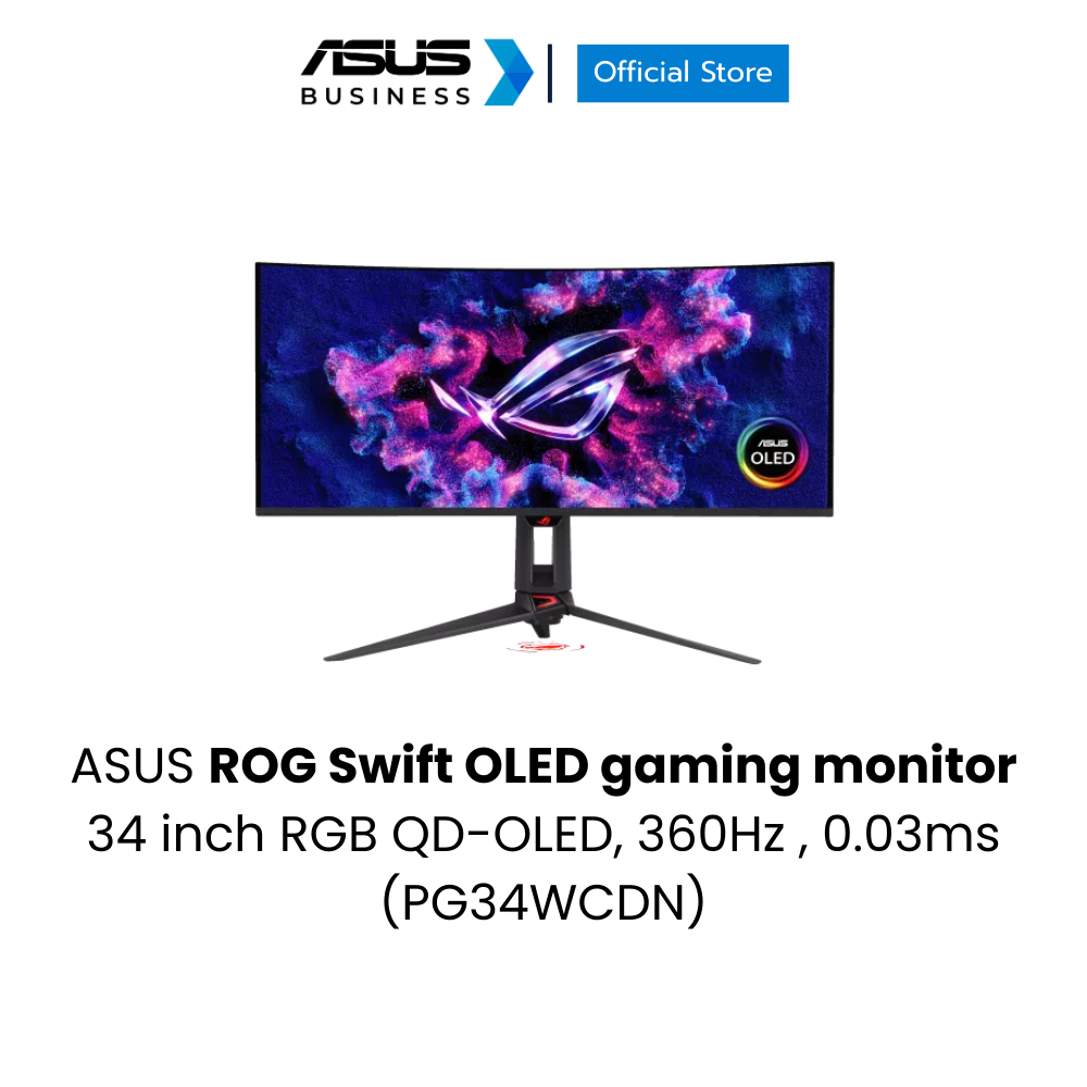 ASUS ROG Swift OLED PG34WCDN gaming monitor 34 inch RGB QD-OLED with BlackShield™ film, 0.03ms (GTG)