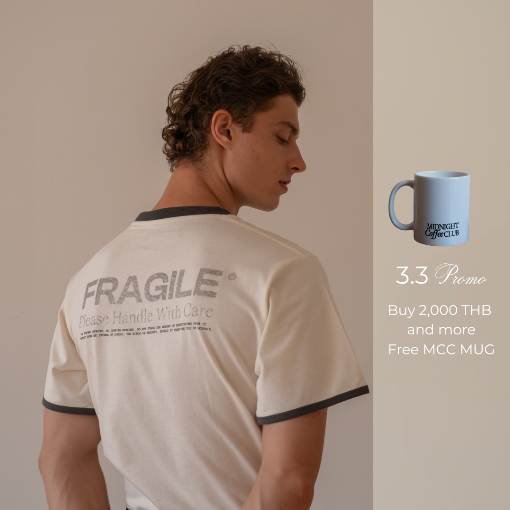 introvertwears | Fragile Tee เสื้อยืดแขนสั้น คอกลม ผ้านุ่มพิเศษ สไตล์ Ringer Tee (2 colors)