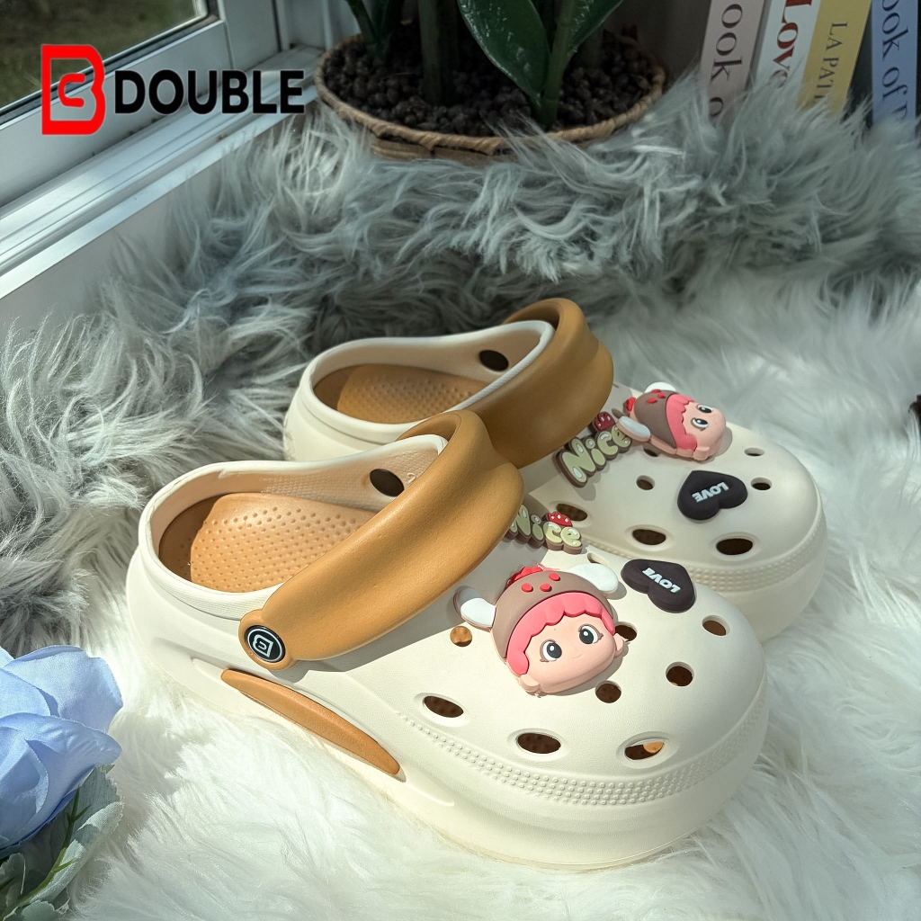 BB DOUBLE รองเท้าผู้หญิงแพลตฟอร์มด้านนอกสวมใส่ ใหม่ลื่นยชายหาดแฟชั่นความสูง