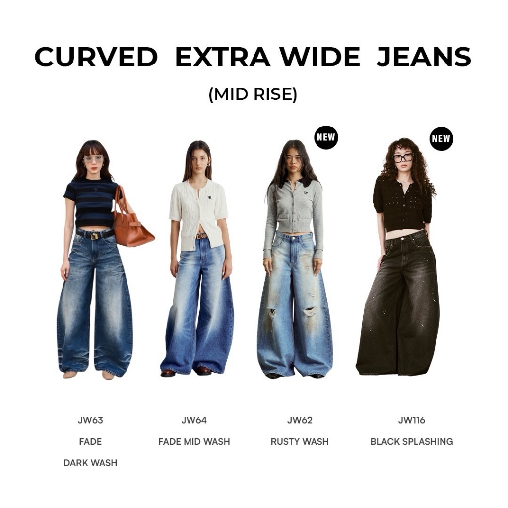 Wara Curved EXTRA wide jeans mid waist - 8 Colors
