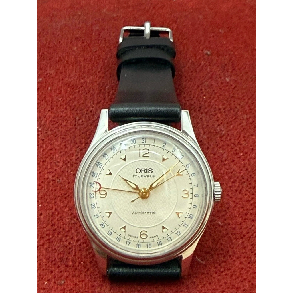 ORIS 17 jewels Automatic เข็มชี้วันที่ก้ามปู ตัวเรือนสแตนเลส นาฬิกาผู้ชาย มือสองของแท้