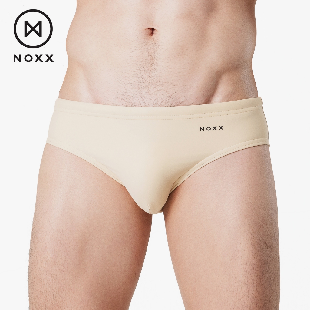 กางเกงว่ายน้ำผู้ชาย Noxx Swim Briefs: Solid Collection สีล้วน สีนู้ด พร้อมโลโก้หน้า/หลัง