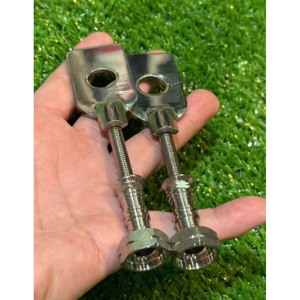 (V.3+)หางปลา เลส พร้อมน็อต + ชุดตั้งหางปลา(ก้นหอยชั้น) ใส่เวฟ125/ WAVE125/W110i น็อตเลสแท้ กลึงมือ