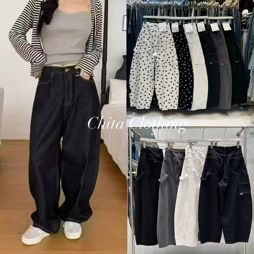 📍พร้อมส่ง📍🇰🇷FSY🇰🇷10961 กางเกงยีนส์ทรง Barrel ทรงมาใหม่คะ (ผ้าไม่ยืด)ทรงนี้ปีนี้มาแรงมากค่ะ