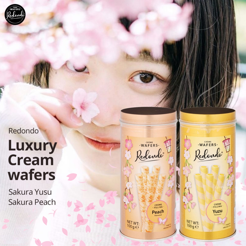 Redondo Creme Wafers Sakura Yusu/Peach  รีดอนโด ครีม เวเฟอร์ ซากุระ ยูซุ/พีช 100g